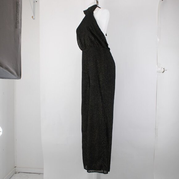 House Of Harlow Jumpsuit NEW Sz L Black Gold Black Polka Dots Nylon Jumpsuit - Picture 4 of 16